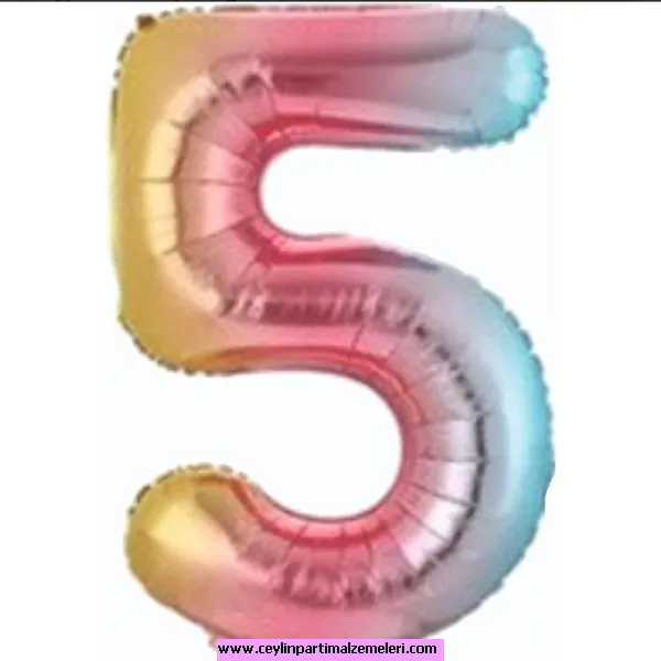 5 Rakam Renkli Folyo Balon